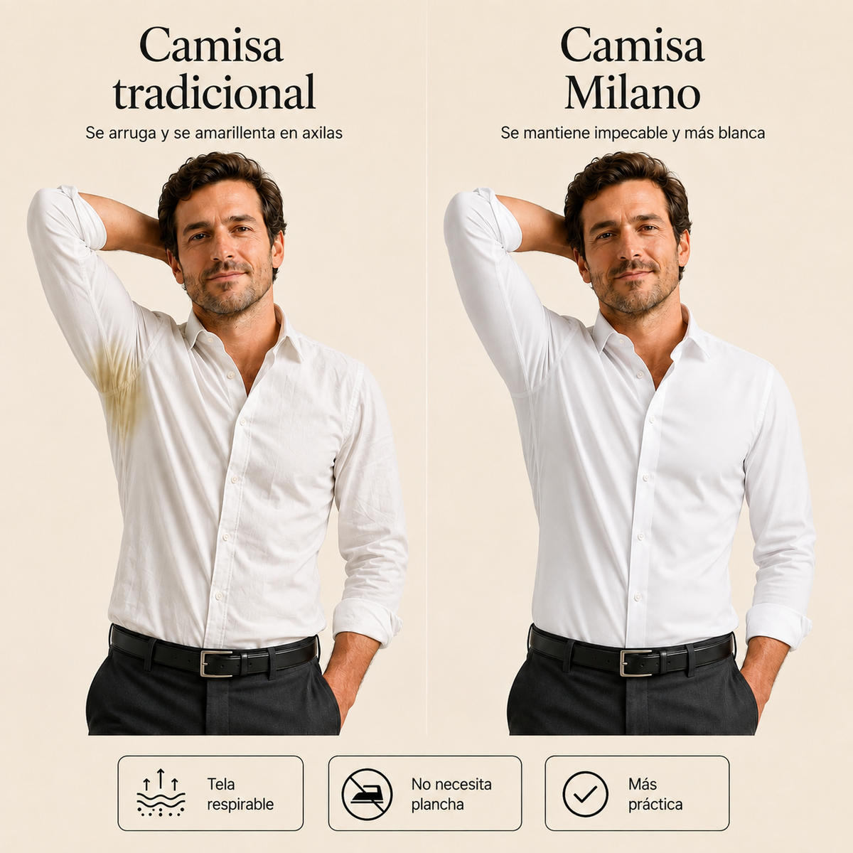 Camisa Milano - Tecnología Antiarrugas DWR | 2x1