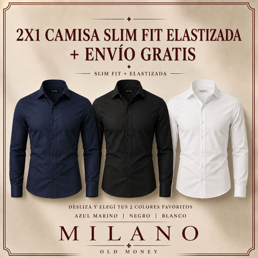 2x1 Camisa Slim Fit Elastizada | Milano Old Money
