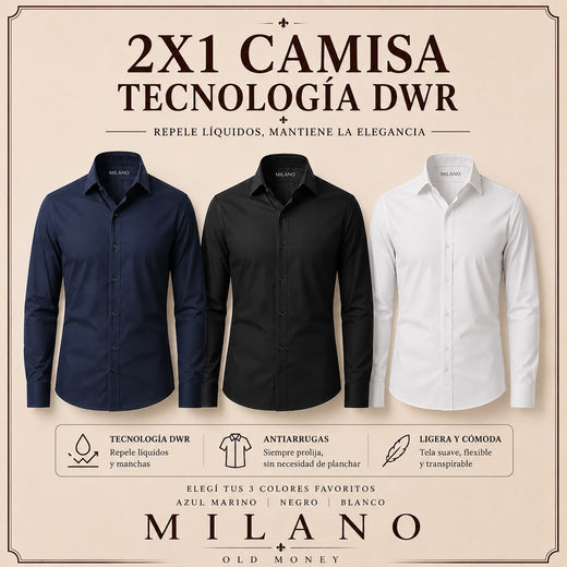 Camisa Milano - Tecnología Antiarrugas DWR | 2x1