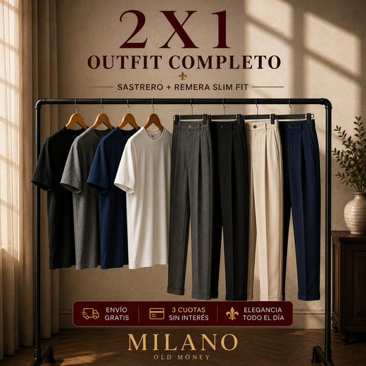 2x1 Outfit Completo – Pantalón Sastrero + Remera Slim Fit | MILANO